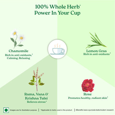 A TATA Product - Organic India Tulsi Sweet Rose - 25 Tea Bags, Stress Relieving, Supports Radiant Skin, Rich in Antioxidants, Made with Tulsi, Chamomile, and Rose Certified Organic